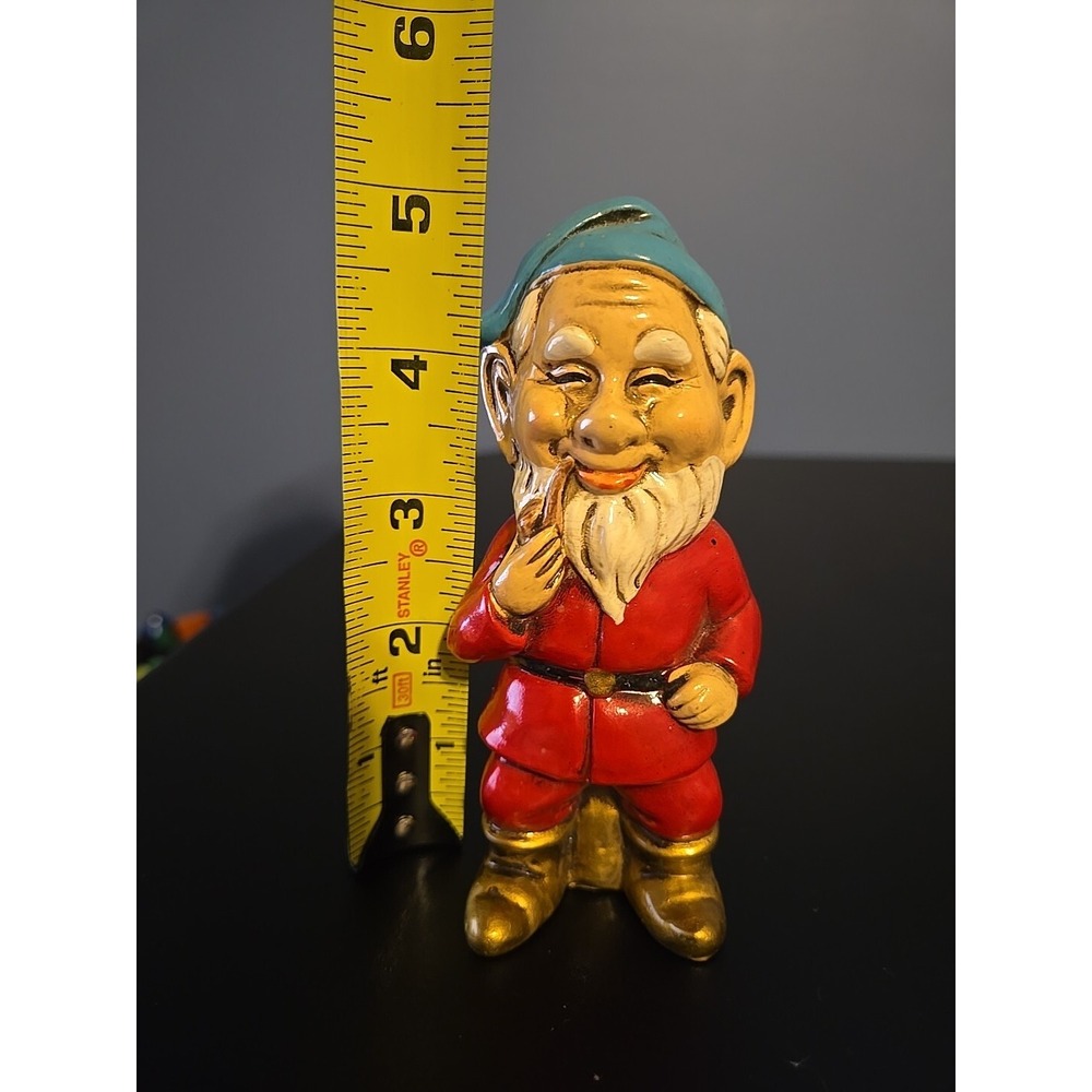 Vintage Elf Gnome Dwarf w/Pipe Paper Mache Figurine Japan Handpainted 5" MCM - Picture 9 of 9